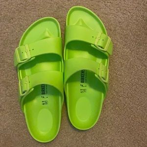Lime green EVA Arizona Birkenstocks